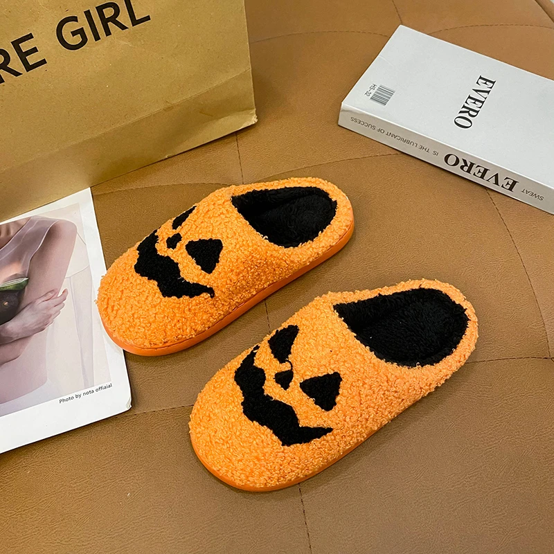Женские плюшевые туфли Smile gour с рисунком в виде тыквы на Хэллоуин
