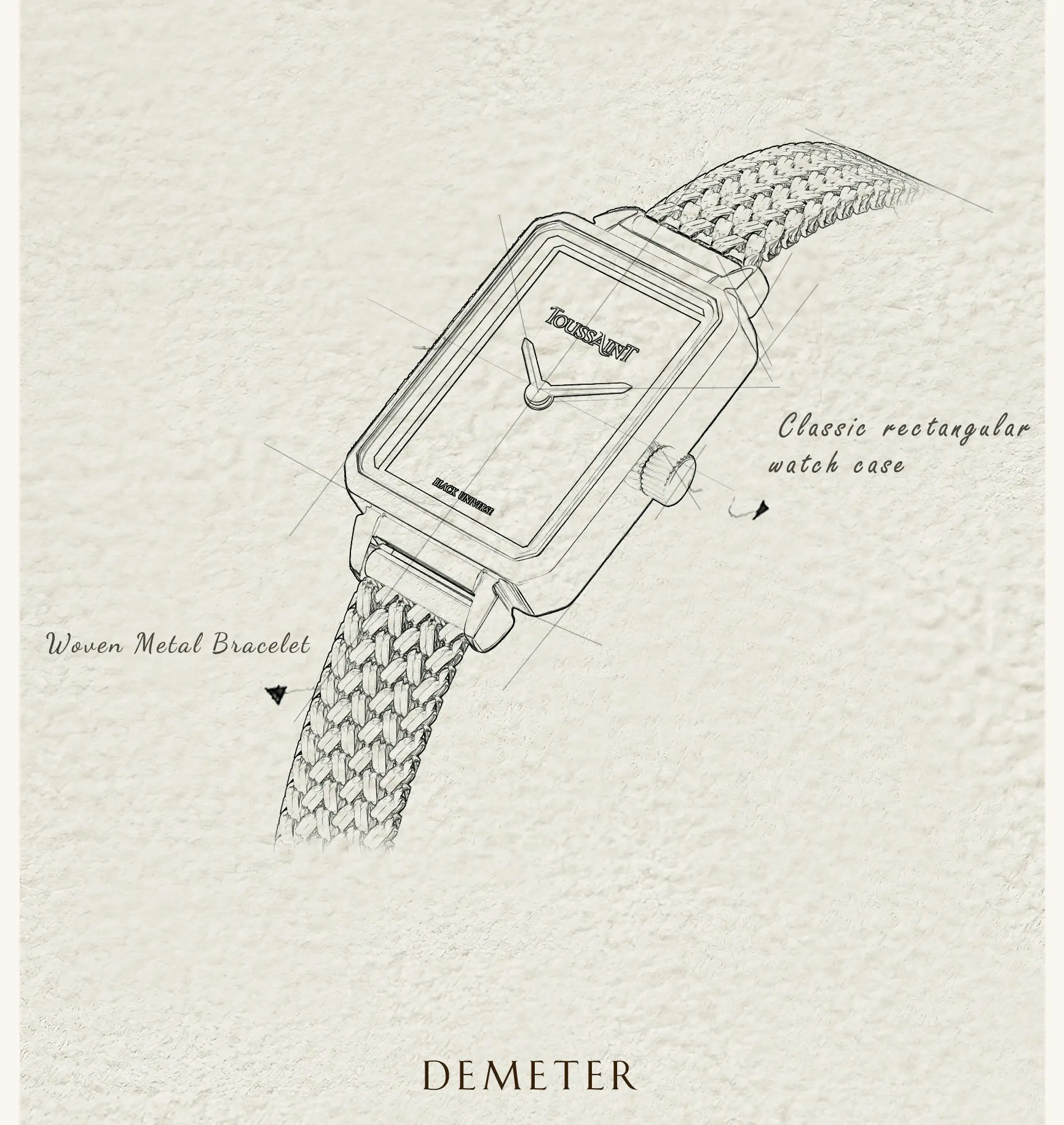 Новые женские золотые часы TOUSSAINT Golden Wheat Ear Diamond, модель Sugar Cube, цвет Dune (art.: 3920daa8fcf36) - 3920daa8fcf36