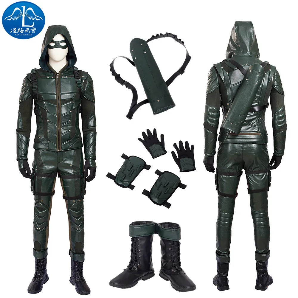 Green Arrow Season 5 Cosplay Costume Men Full Set Green Arrow Costume Halloween Costumes For Men Custom Made