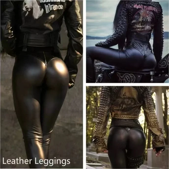 

2022 New all-match Leggings PU High Waist Skinny Leggings Women Fashion Pants