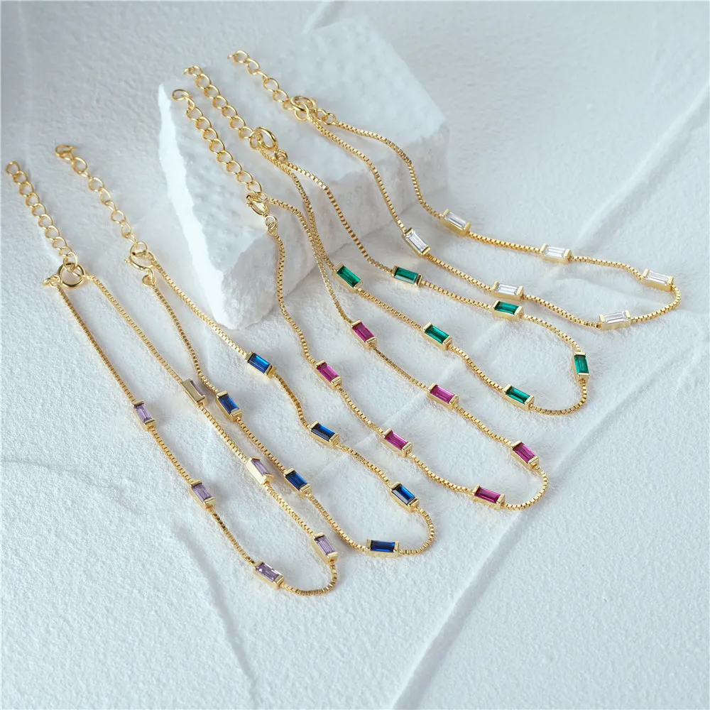 

CANNER Colored Zircon Bracelet S925 Sterling Silver Women'S Bracelet Light Luxury Temperament Versatile Hand Ornament Fine Gift