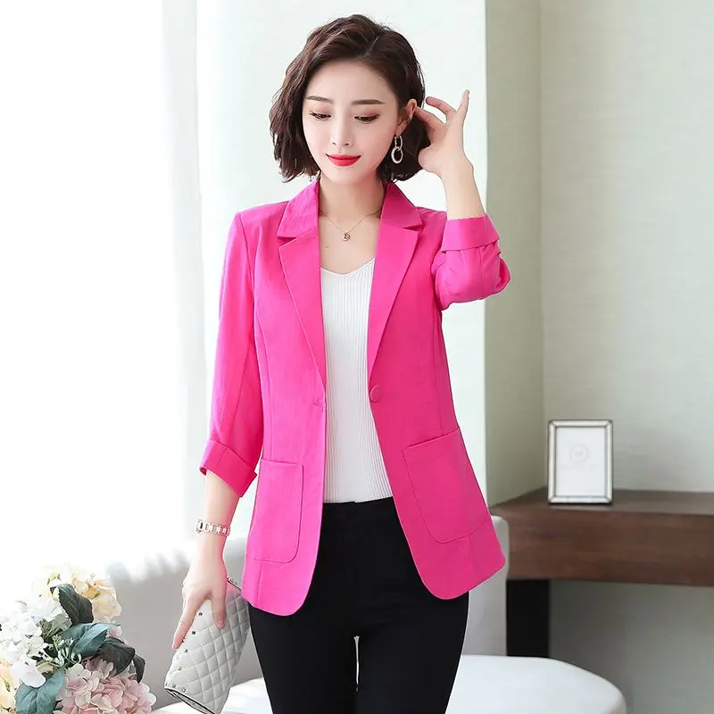 Fashion 2023 new summer thin woman suit tailored short seven-sleeve temperament jacket