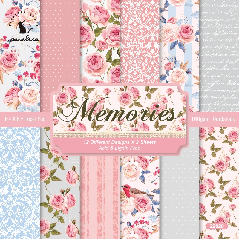 

Panalisacraft 24 sheets 6"X6" Rose Flower vintage Scrapbook paper Scrapbooking patterned paper pack DIY craft Background paper