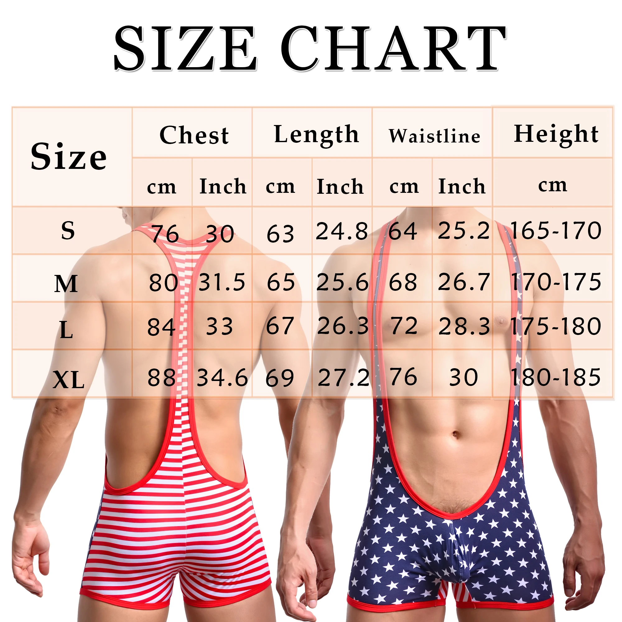 FYXLJJ Sexy Men Striped Undershirt Tank Top Jumpsuit USA Flag Man Wrestling Singlets Bodysuit Bulge Pouch Boxer Shorts Jumpsuits