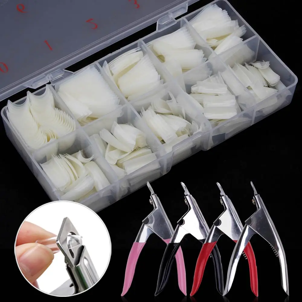 Капсулы накладные прозрачные для ногтей, натуральный пластик, 24/50/500 шт.