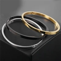 titanium steel 18k gold plated mens bracelet european and american simple couple stainless steel anti fading bracelet