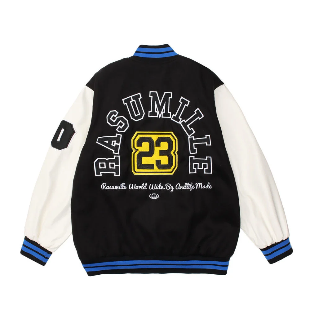 Arrival Jackets New Spliced Top Fashion Pu Leather Sleeve Stitched Letter Embroidered Baseball Jacket Loose Stand Collar