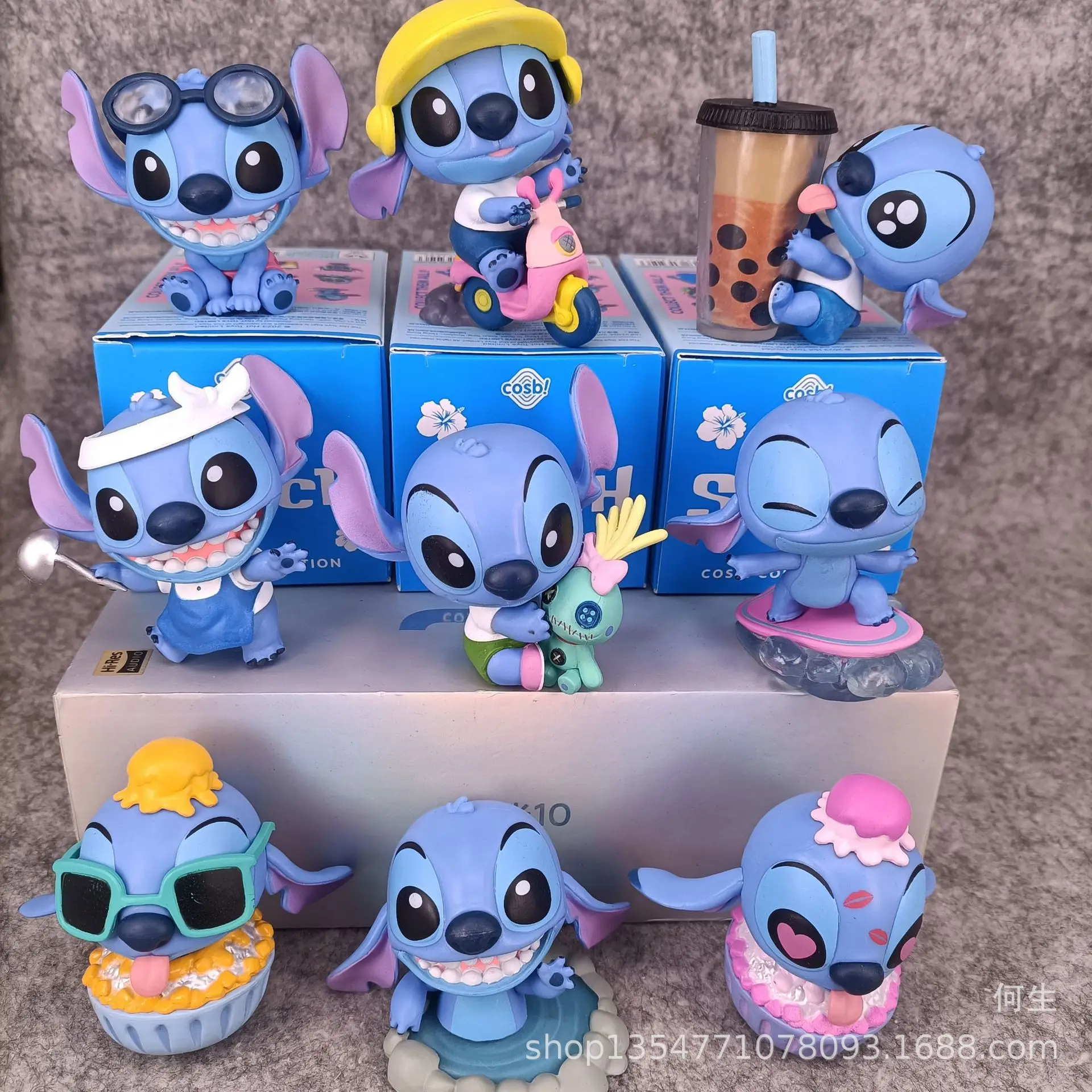 9 Disney Stitch аниме-фигурки украшения случайный стиль высота около 7 см кавайные