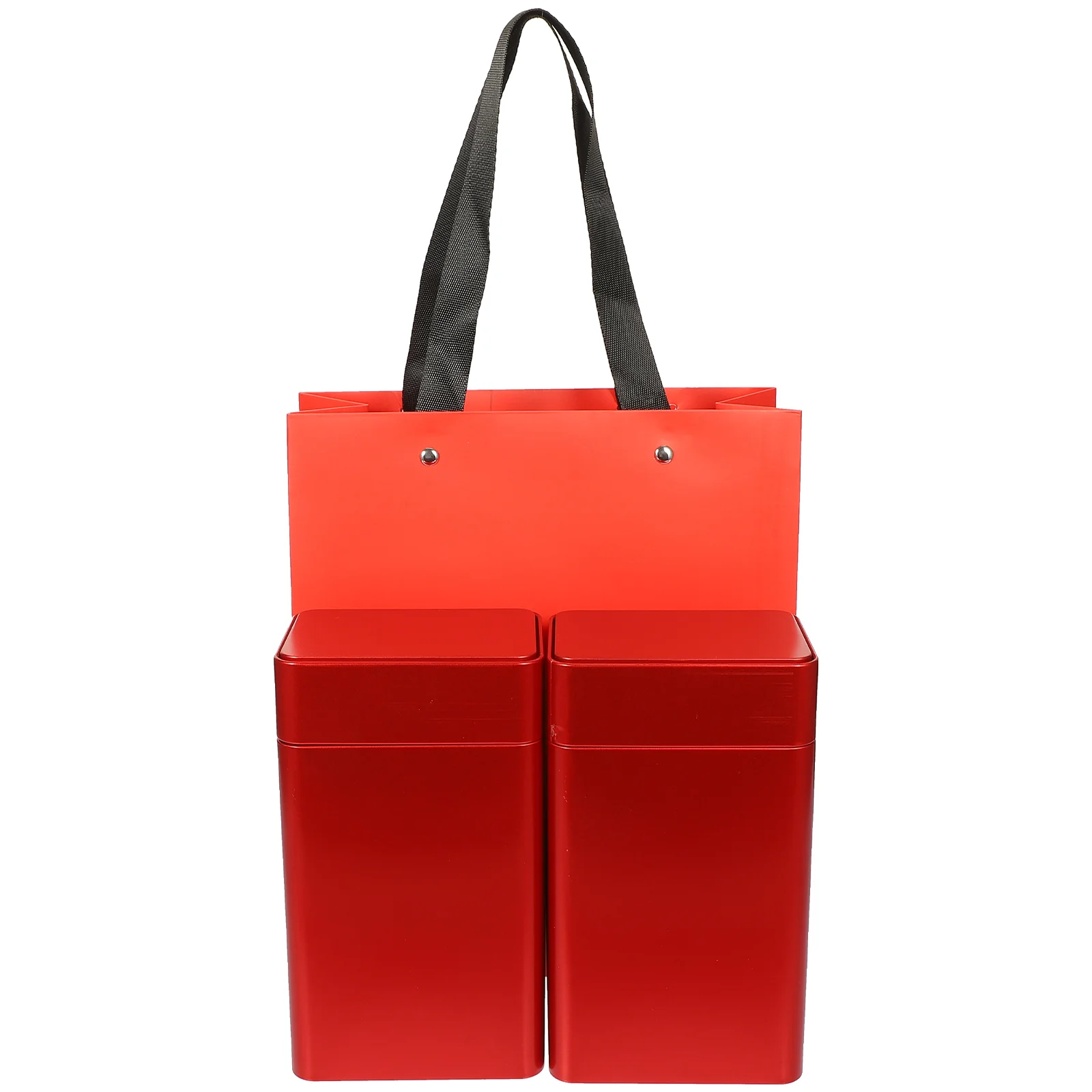 

2 Pcs Tinplate Tea Multi-use Container Storage Jar Square Decorative Bag Holder