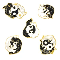 new alloy animal brooch exquisite creative gossip black and white fish shape enamel badge lapel pin