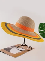 hat color block straw hat beach