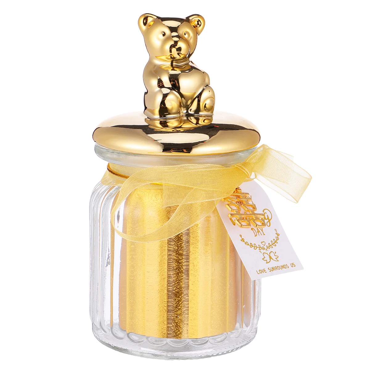 

1pc Wedding Glass Candy Box Hand Gift Animal Ceramic Jar Display Jar (Golden)
