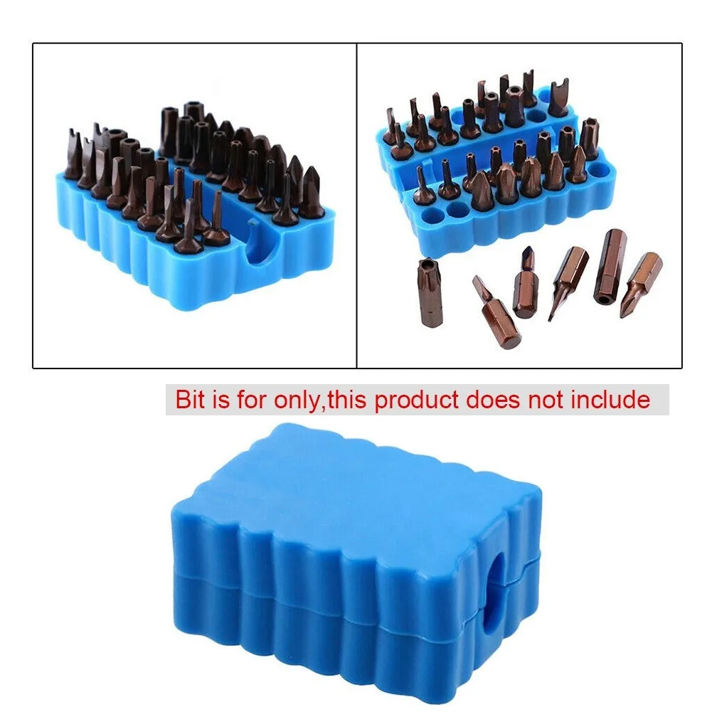 

64x48x15 мм держатель винтовые биты Синий Гибкий шестигранный пластиковый отвертка с хвостовиком для хранения Чехол 32 отверстия Высокое качество Лидер продаж