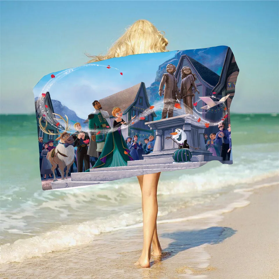 Полотенце для ванны с изображением персонажа Эшаана из фильма «Холодное сердце» Диснея, печатное цифровым методом 3D, из микрофибры, квадратное, подходит для использования в ванной и на пляже.