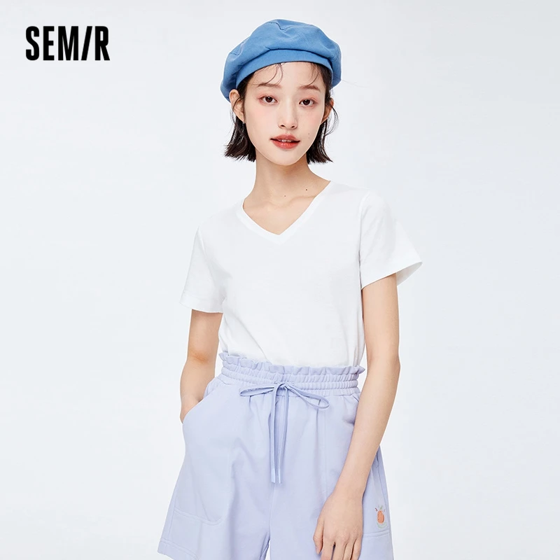 

Semir Women Short-Sleeved T-Shirt Woman Summer White Trend Short T Girls Trend Letters