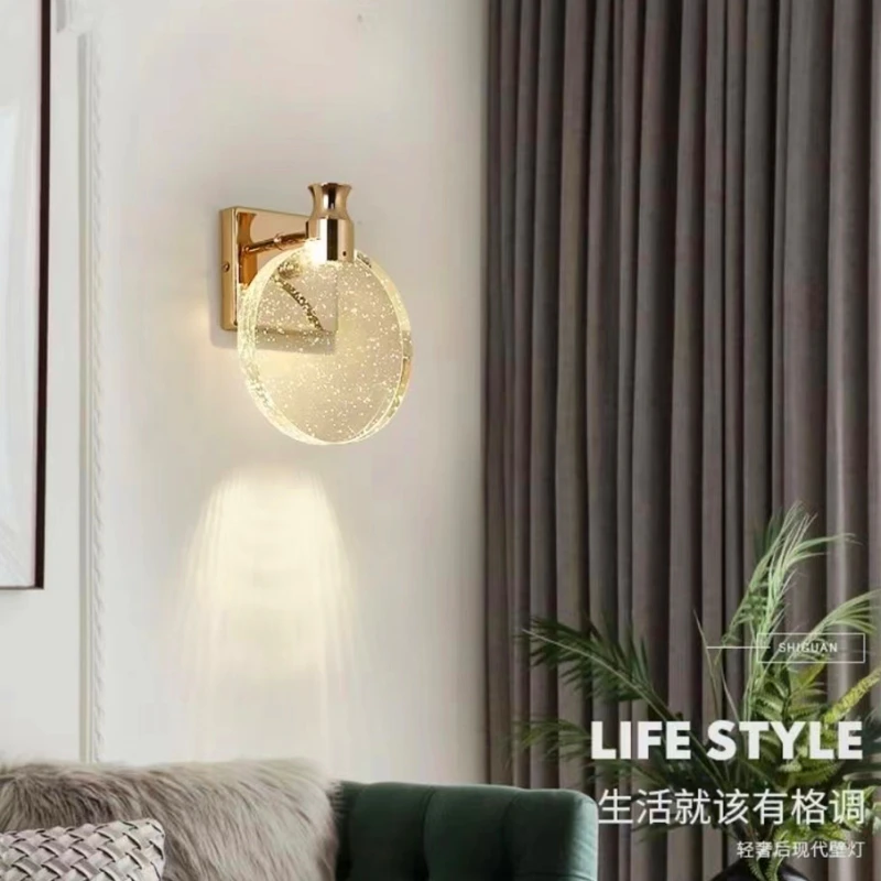 

Crystal wall lamp, living room, porch lamp, bedroom, bedside lamp, luxury home decoration, personality and creativity, LDE night