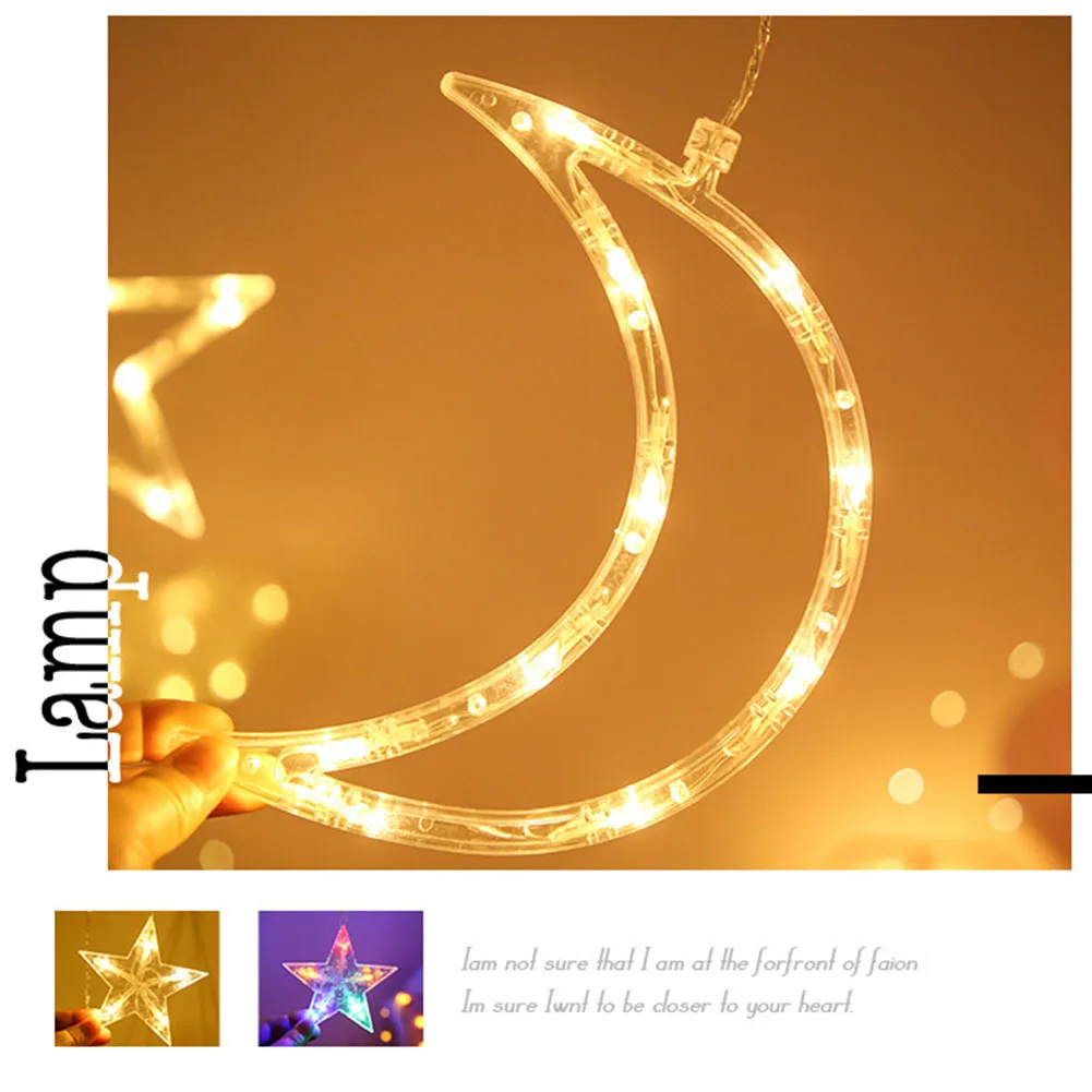 

Star Moon Hanging Light Beautiful Eid Ramadan Festival String Lamp For Home Outdoor Pendant Light Fixtures gass