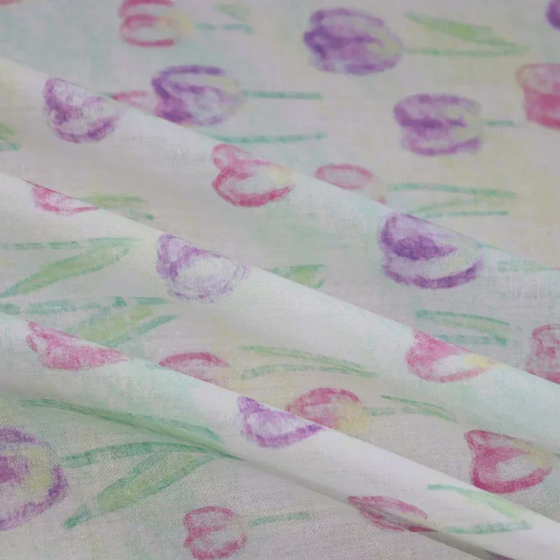 Клементина красный цветочный 100% хлопок свободная ткань 80-х годов с цифровой