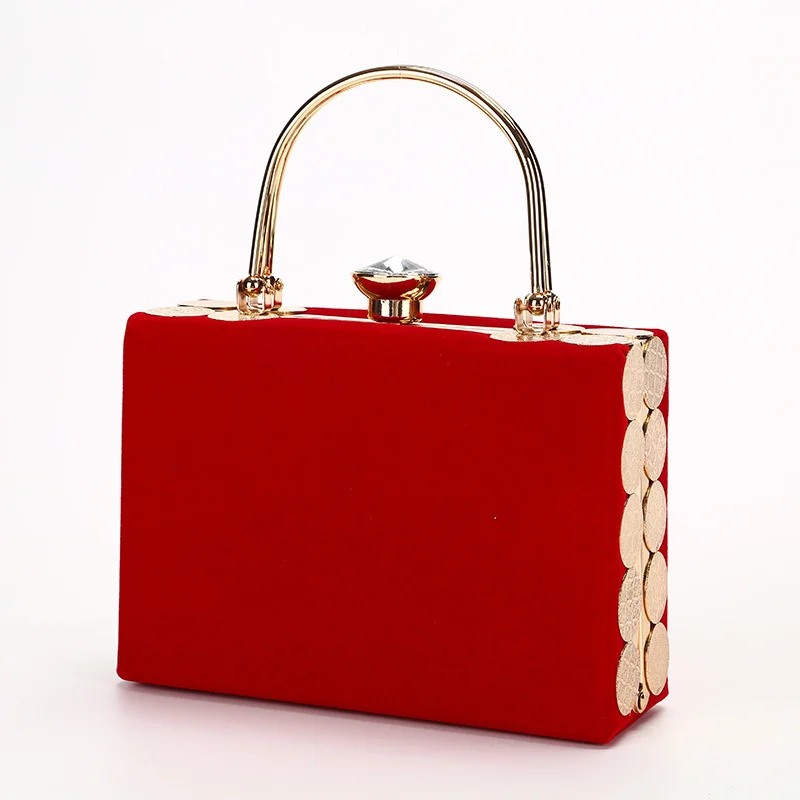 

Элегантная велюровая вечерняя женская сумка с твердой поверхностью, прямоугольная дамская сумочка-бокс, Модные Дизайнерские клатчи черного, красного цветов