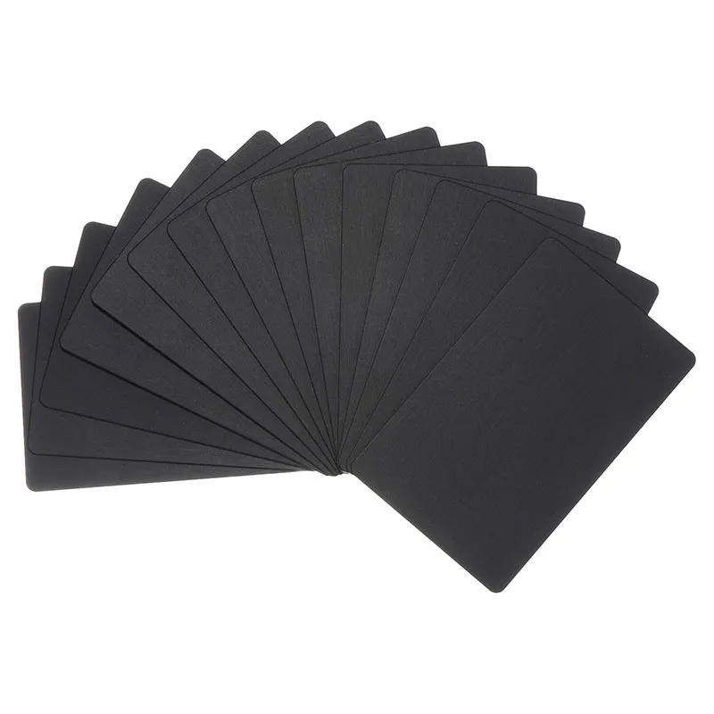 

15 шт. металлические визитные карточки пустые анодированные алюминиевые визитные карточки 86x54x0,8 мм Лазерная гравировка имени карты заготовки черный