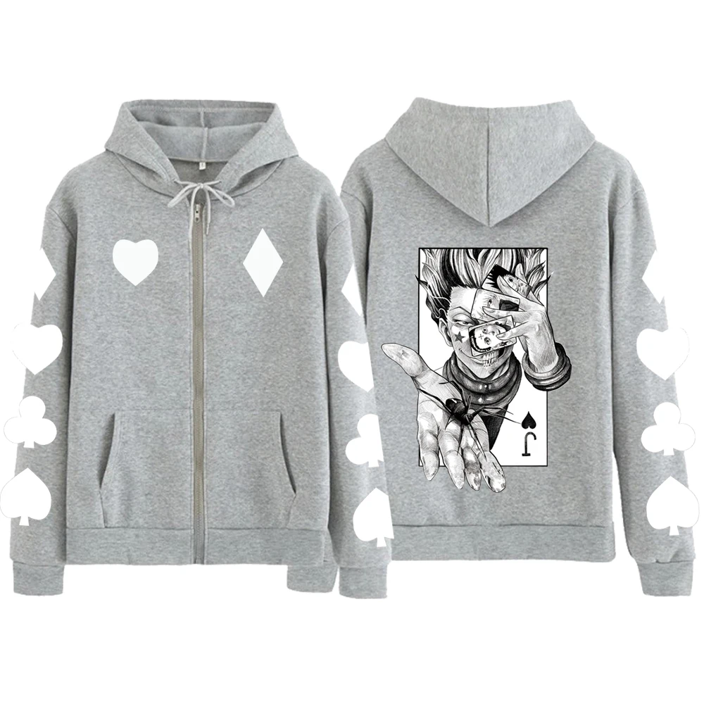 Аниме Hunter X Hisoka толстовки с длинным рукавом на молнии Пальто Harajuku повседневная