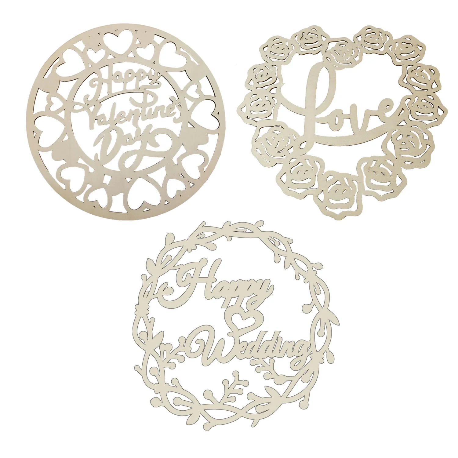 

Valentine's Day Wooden Ornaments Wooden Slices Pendant Tags Embellishments Hanging Decorations with Twine for Home Wedding Decor
