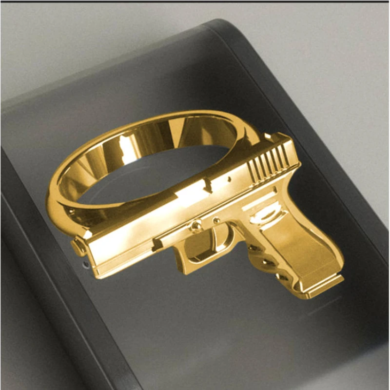 

Exquisite Gun Imitation Ring Punk Alloy Style Rings Polishing Motorcycle Cowboy Biker Cool Party Weeding Jewelry for Men Women
