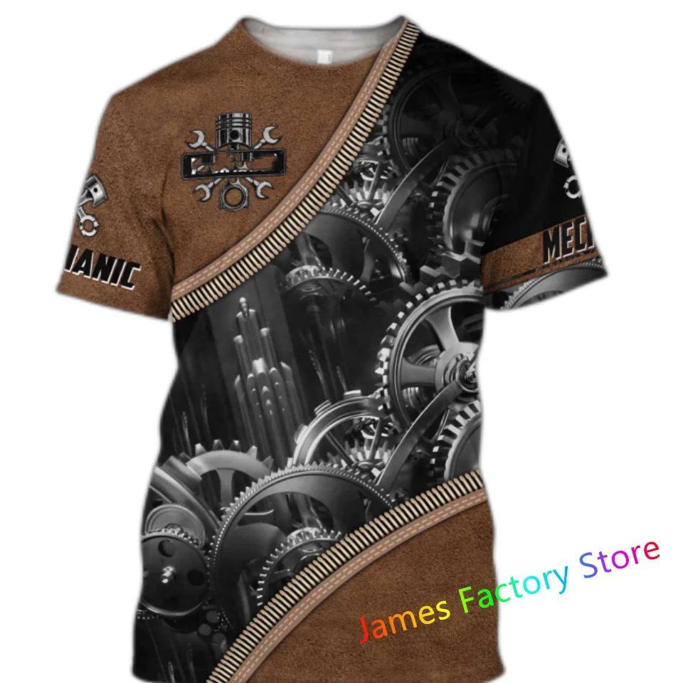 

Men Vintage T-shirt Summer Clothing Personalized Name Men chanic 3D Print Tops Male Casual Sports Oversized Pullover Tee Shirt