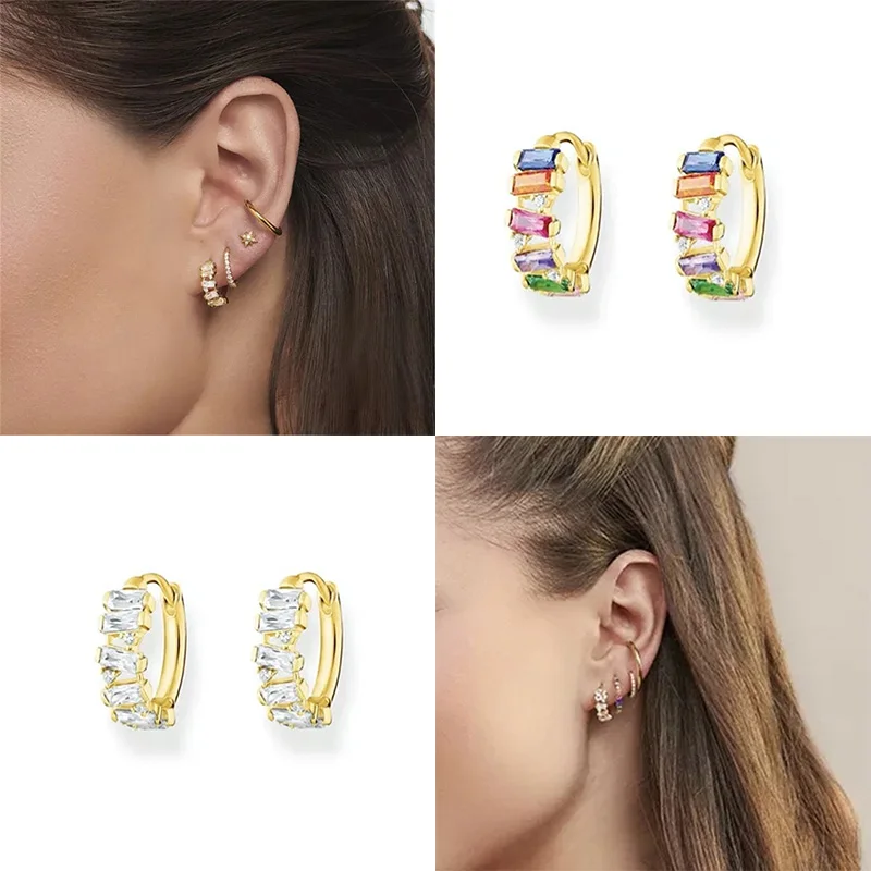 

Женские серьги-кольца из серебра 925 пробы с кристаллами