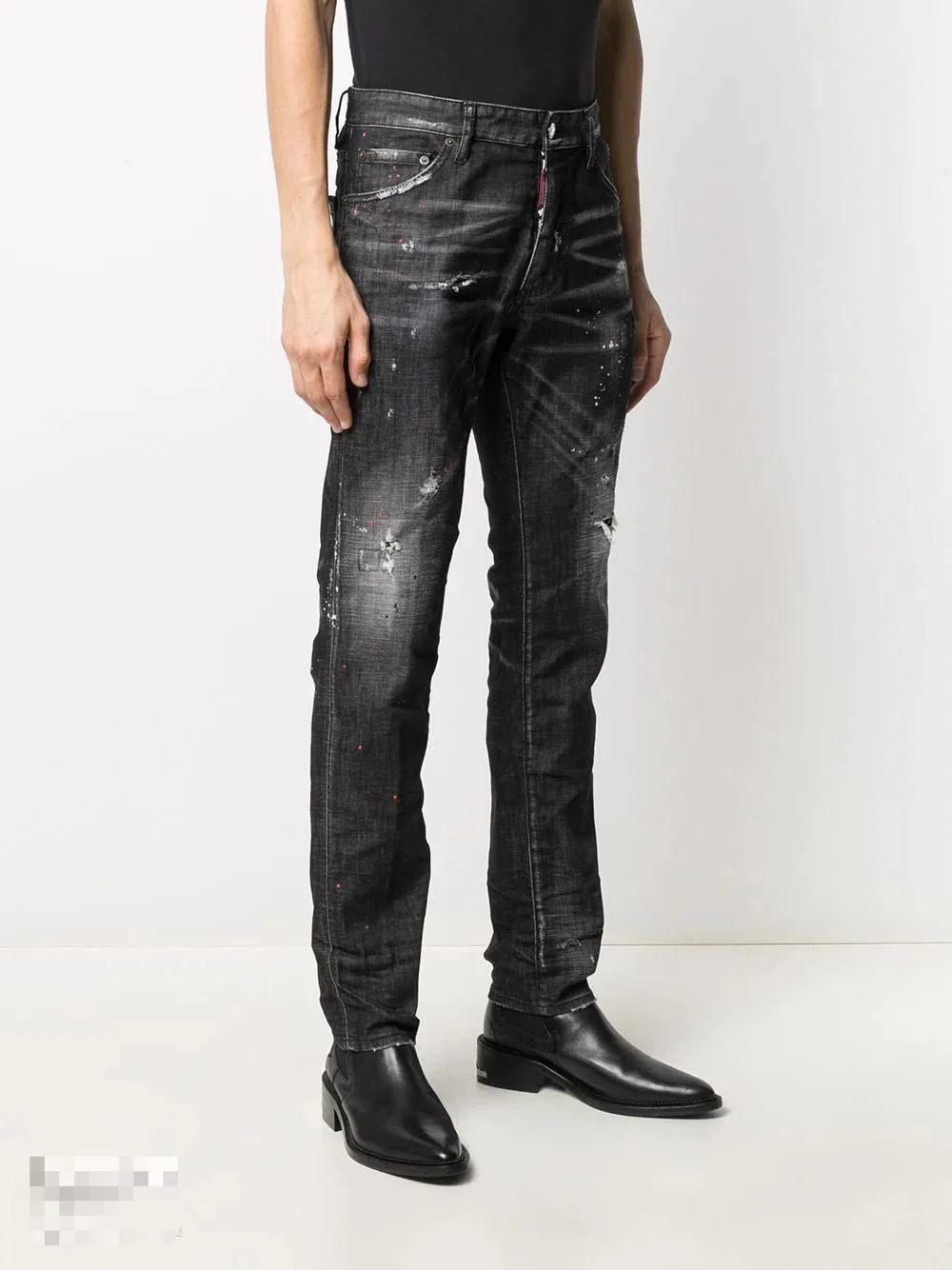

2022 DSQUARED2 Men's Stitching Slim Stretch scratched Jeans Men's Punk Pants Printed Hole Patchwork Colours Cool Outwear