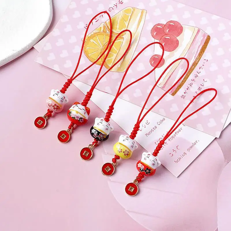 

Lucky Cat Keychain Cute Cartoon Lucky Cat Keychain Lucky Cat Trinkets Mobile Phone Ornaments Car Bag Pendant Key Ring Blessing