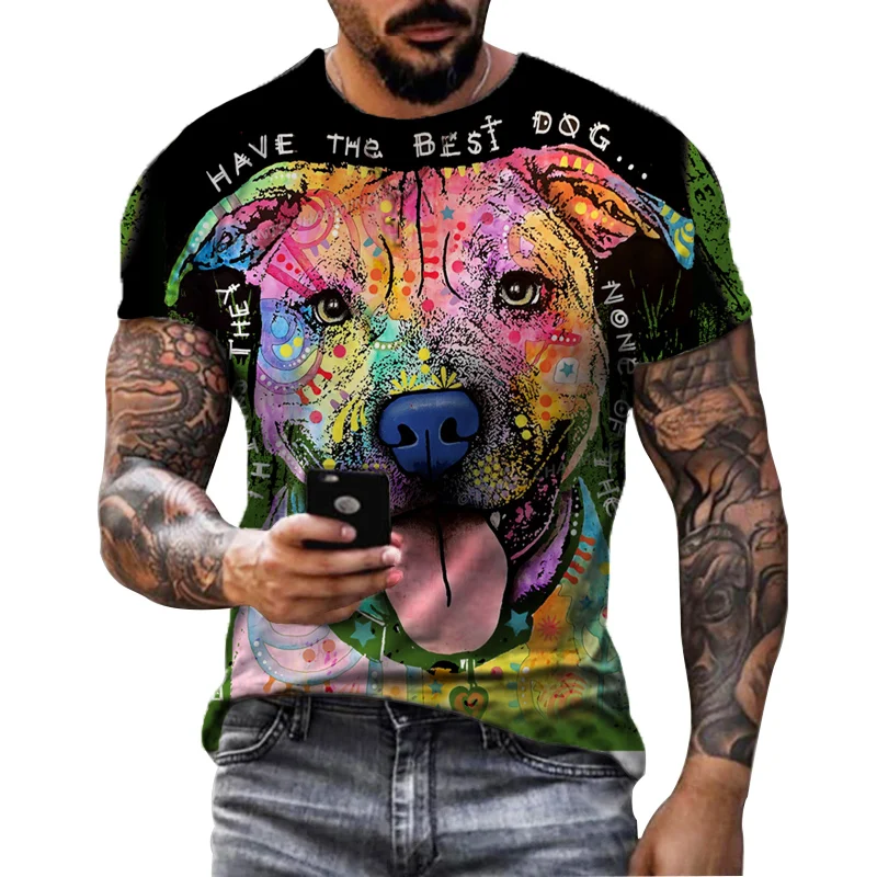 

Animal Dog Printed T-shirt Male Tee Shirts Casual Men's T-shirt Classic Clothes Loose T Shirt Summer Short Sleeve Casual Wear