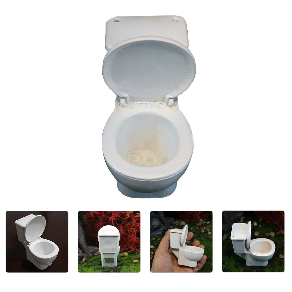 

Micro Landscape Toilet Commode Miniature Home Accents Decor Top Hat Crafts Garden Ornament Resin Figurine Child Dad Gifts