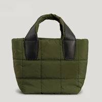soft nylon small tote for women puffy padded handbags lattice fluffy shoulder crossbody bag ladies winter top handle bags purses