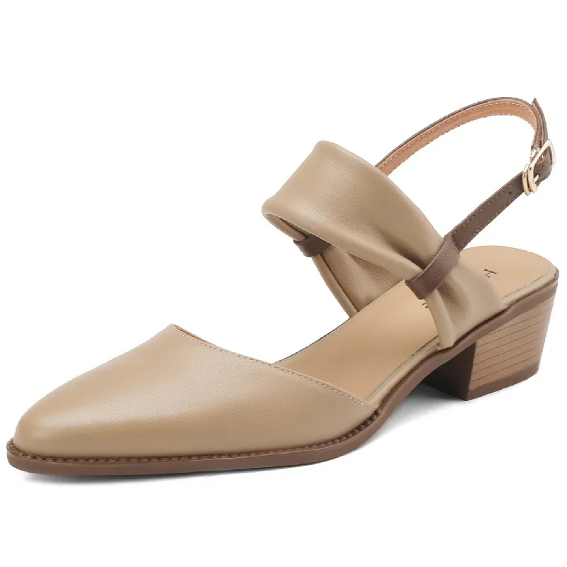 

Dilalula Модные женские сандалии высокого качества из натуральной кожи с острым носком на толстом каблуке офисная обувь женские весенне-летние туфли-лодочки