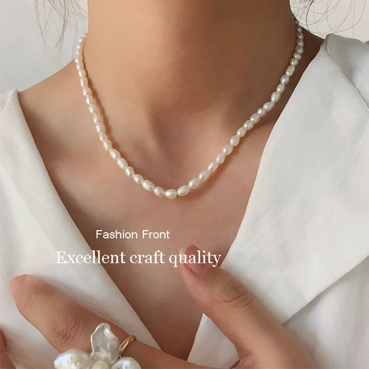 

Minar Classic Baroque Natural Freshwater Pearl Choker Necklace for Women Beaded Clavicle Chain Wedding Engagement Party Jewelry