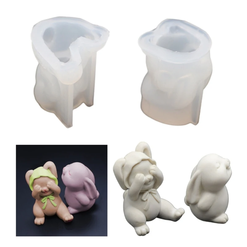

Squinting Bunny Candle Molds Easter Rabbit Silicone Molds Easter Rabbit Scented Candle Mould DIY Tool DropShip
