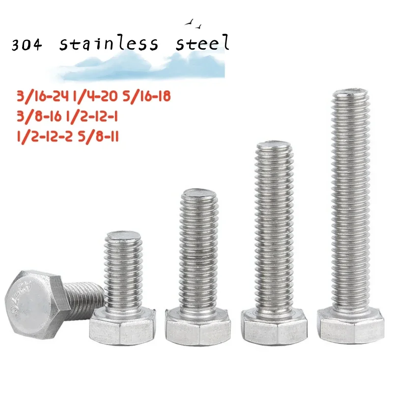 

1-10 шт. 3/16-24 1/4-20 5/16-18 3/8-16 1/2-12-1 1/2-12-2 5/8-11 Британский стандарт 304 A2 болты с головкой из нержавеющей стали