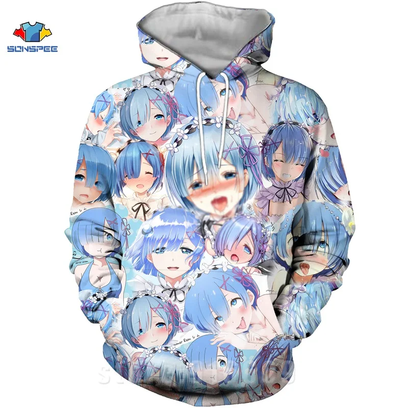 

Худи Re Zero Rem, новинка, двойная горничная с карманами, объемное худи с капюшоном, мужское женское и мужское пальто, пуловер с принтом в стиле Ха...
