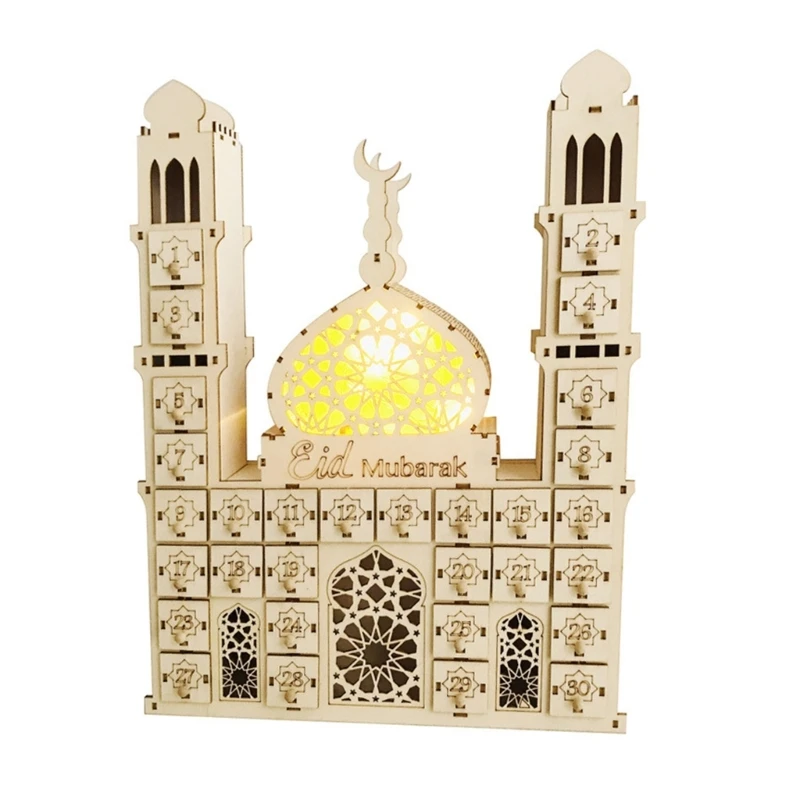 

Eid Mubarak календарь обратного отсчета со светодиодной подсветкой настольное украшение