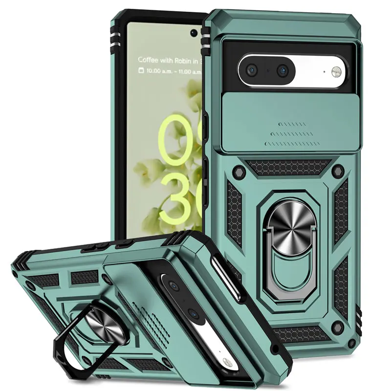 

Case For Google Pixel 7 5G GVU6C GQML3 Armor Magnetic Metal Ring Holder Hard Back Phone Cover Case for Google Pixel 7 Pixel7 5G