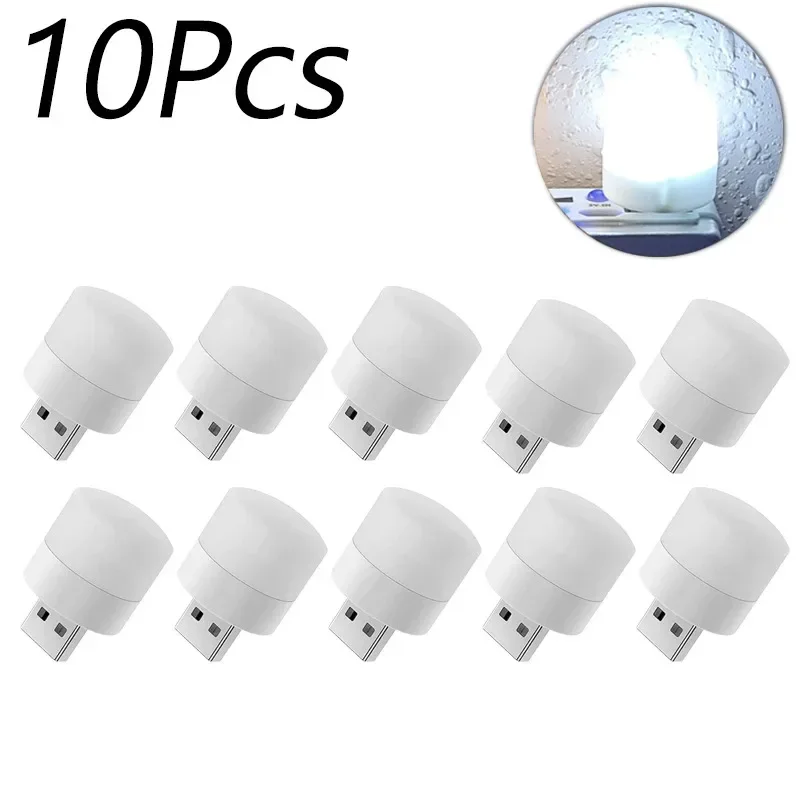 USB-ночник, портативный фонарь с розеткой, 1- 20 шт., лампа для чтения с защитой глаз с теплым белым светом, 5 В, 1 Вт, ночники с USB-разъемом