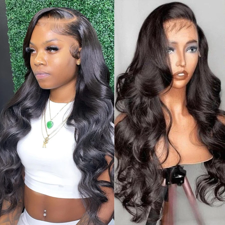 Frontal Wig Human Hair Body Wave 30 inches Lace Front Wig Brazilian Hair HD Lace Frontal Wig Pre Plucked Bleach Knots For Women