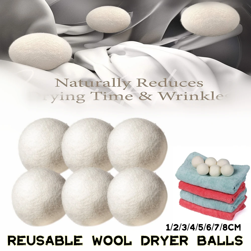 

1/2/3/4/5/6/7/8cm Hot Wool Dryer Balls Reusable Softener Laundry Laundry Ball Washing Balls Machineaccessories Practical