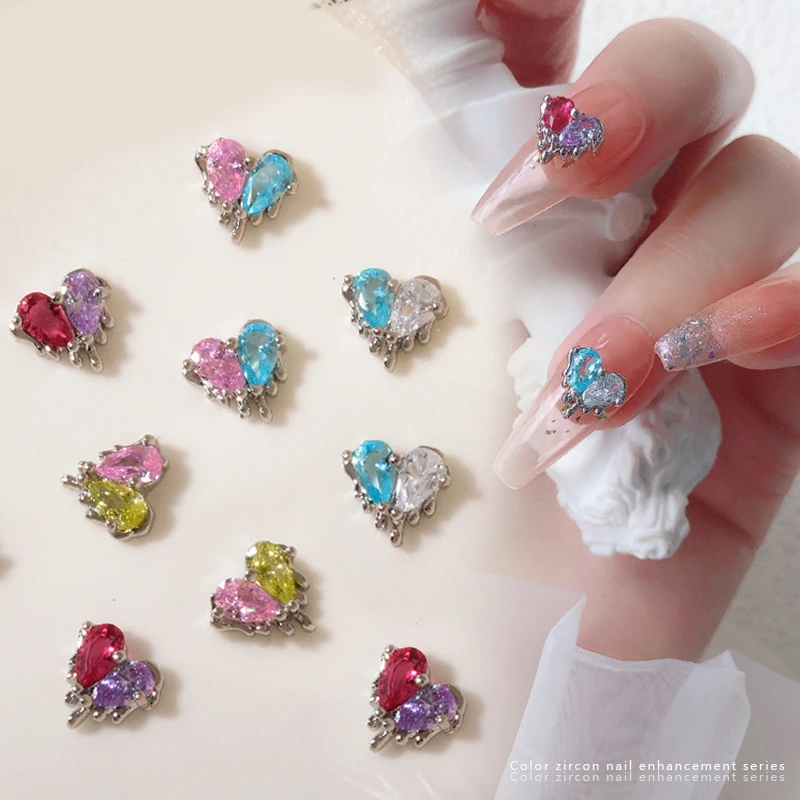 

Textured Luxurious Nail Decoration Nail Art Love Zircon Jewelry Bicolor Love Exquisite Creative Nail Accessories Manicure