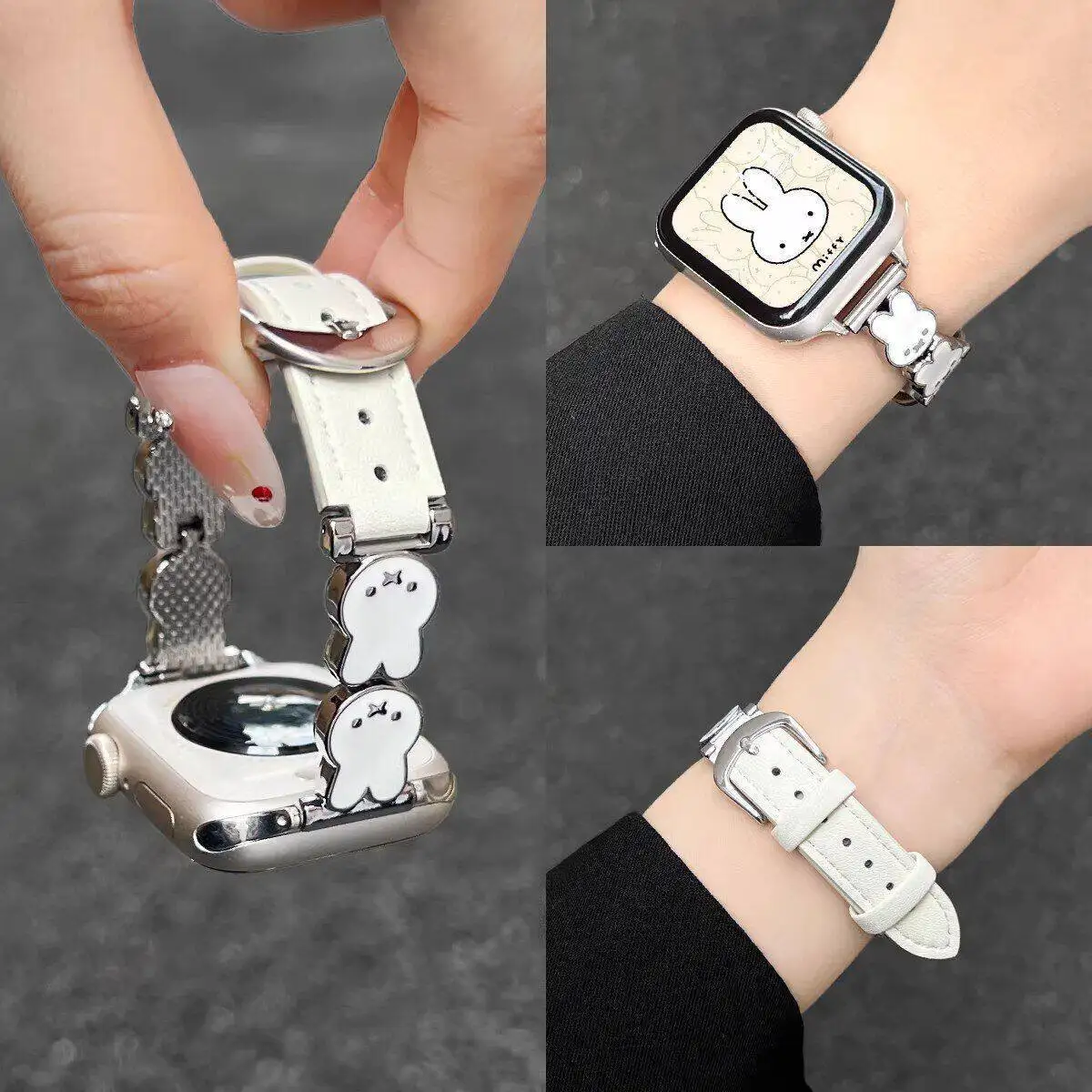 Фото Ремешок для часов IWatchS11 из натуральной кожи в новом стиле с изображением Миффи, милый, очаровательный, изысканный, компактный, нежный. №1