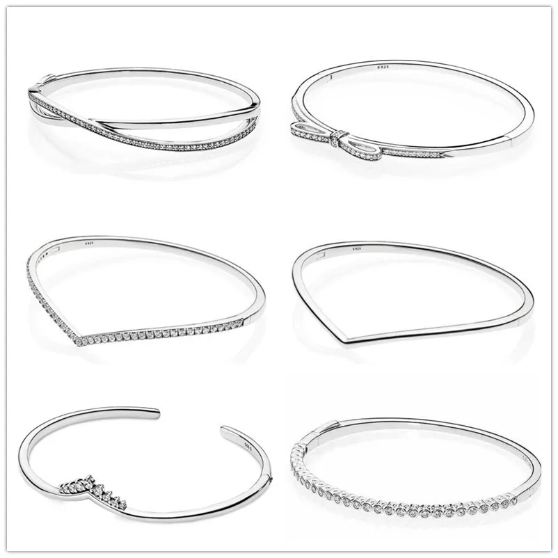 

Женский браслет из серебра 925 пробы, с блестящим бантом и фианитом