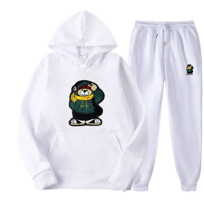 Autumn and Winter New Printed Hoodie High Quality Men's and Women's Suits Casual Sports Hoodie Pullover+Pants Sports Set