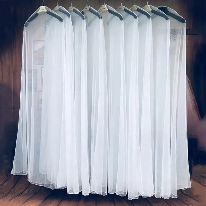 

Long 160/180/200cm Transparent Soft Tulle Dust Cover Clothes Wedding Dress Garment Bridal Gown Protector Mesh Чехол Для Одежды