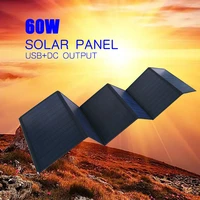 60w 5v usb 18v dc solar panel kit complete portable for outdoor travel camping hiking mobile phone power bank station charging